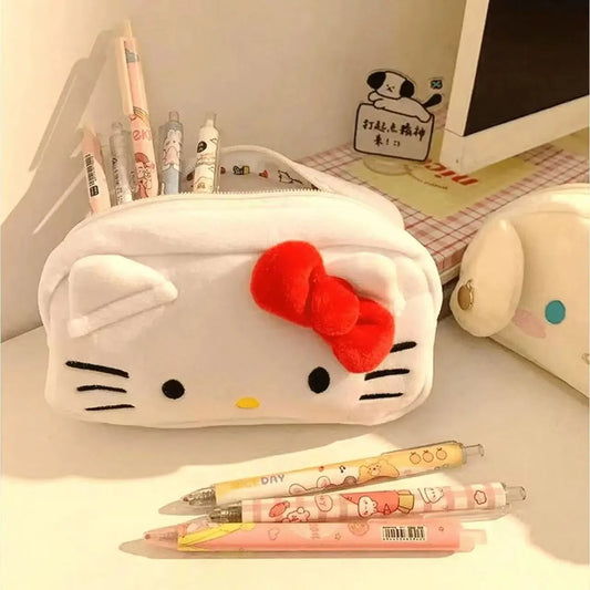 New Hello Kitty Plush Bag Anime Sanrio KT Cosmetic Storage Bags Cartoon Kawaii Pachacco Pencil Case Girl Birthday Gifts