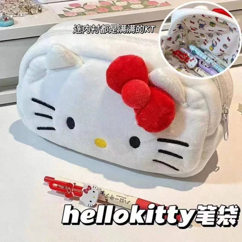 New Hello Kitty Plush Bag Anime Sanrio KT Cosmetic Storage Bags Cartoon Kawaii Pachacco Pencil Case Girl Birthday Gifts