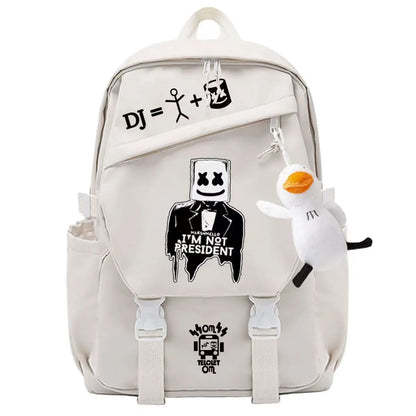 Unisex Marshmallow School Bag Portable Backpack for Business Trips Student Travel Gear   Send the pendant