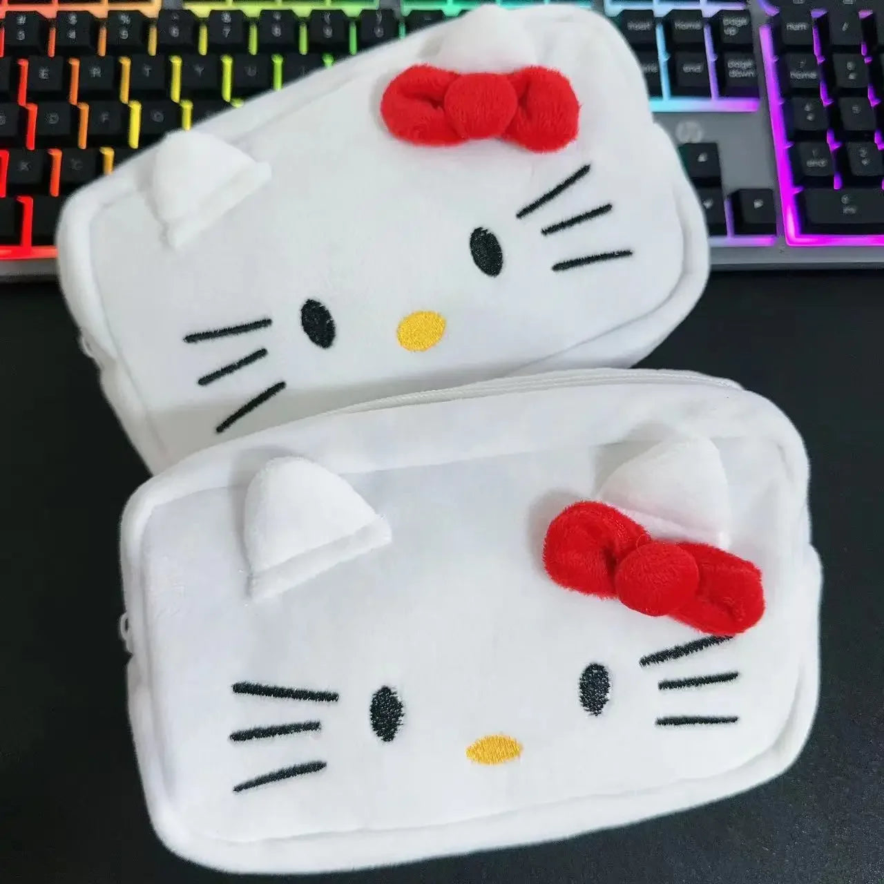 New Hello Kitty Plush Bag Anime Sanrio KT Cosmetic Storage Bags Cartoon Kawaii Pachacco Pencil Case Girl Birthday Gifts
