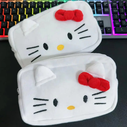 New Hello Kitty Plush Bag Anime Sanrio KT Cosmetic Storage Bags Cartoon Kawaii Pachacco Pencil Case Girl Birthday Gifts