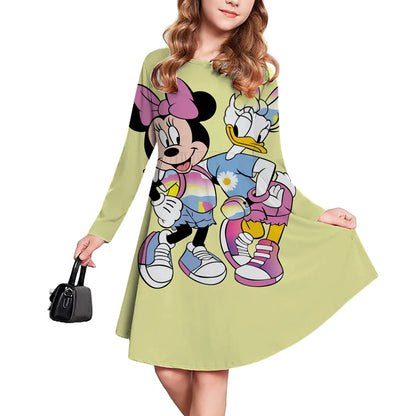 New Children's Clothing Disney Mickey Mouse Cute Girl Short Sleeve Dress 3-14 Year Old Children's Performance Clothing