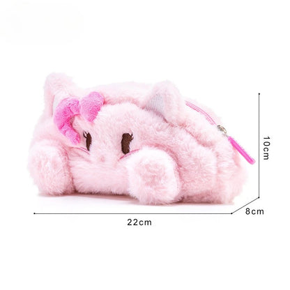 My Little Pony Plush Pencil Case Girls Makeup Bag Portable Coin Purse Cute Stationery Organizer