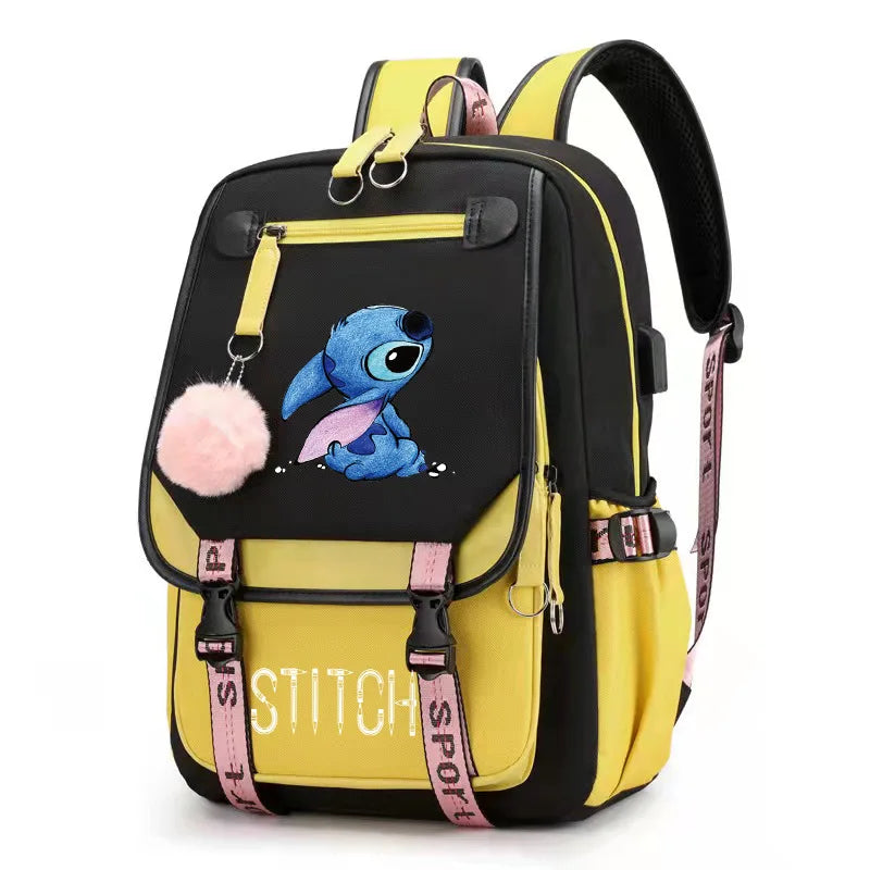 Cute Lilo & Stitch Mochila Feminina Backpack Usb Charging School Bags Teenage Girls Boys Laptop Back Pack Women Travel Bagpacks