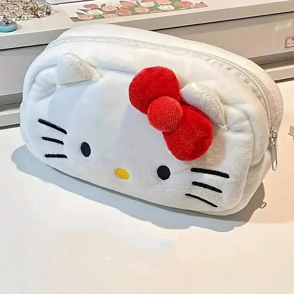 New Hello Kitty Plush Bag Anime Sanrio KT Cosmetic Storage Bags Cartoon Kawaii Pachacco Pencil Case Girl Birthday Gifts
