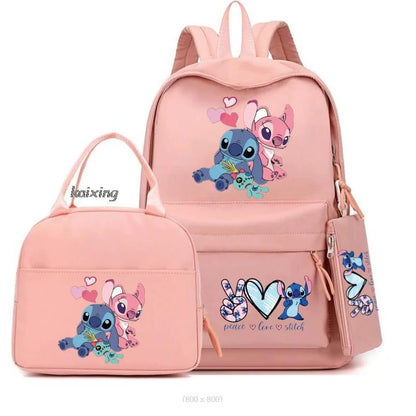 3Pcs/Set Lilo And Stitch Backpacks Lunch Bag Pencil Bag Teen Women Men School Students Backpack Cartoon School Bag Mochila