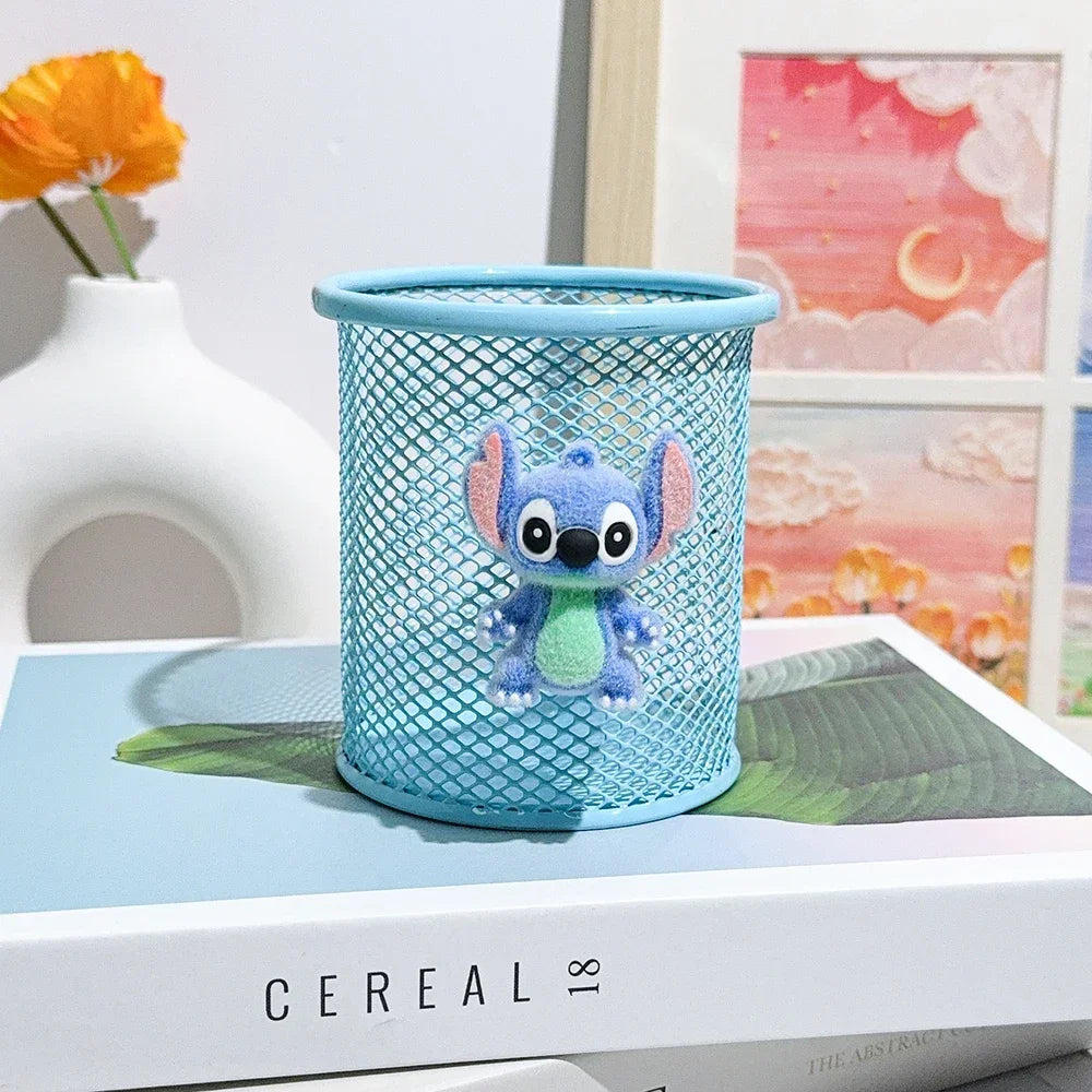 Stitch Metal Pencil Holder Cute Alien Character Desk Organizer For School Office Makeup Brush Storage Creative Gift