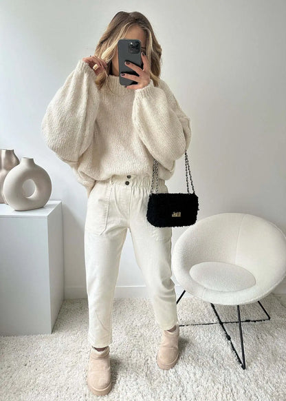 New Fall/winter Women's Sweater Solid Color Semi-turtleneck Casual Commuter Style Knit Pullover Loose Sweater Simple All-match