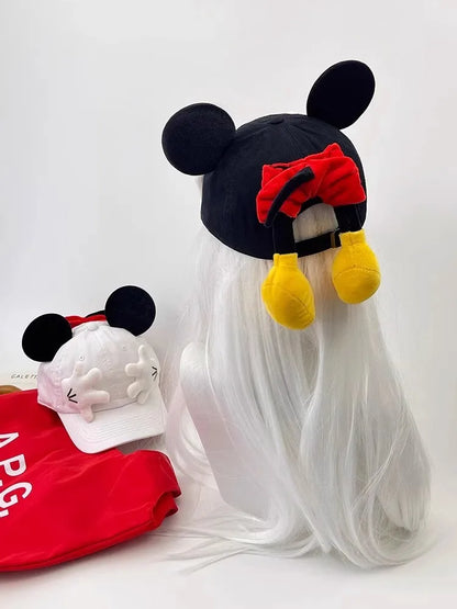 Cute Baseball Cap Cartoon Design Parody Mickey Cute Creative Big Ear Design Duck Tongue Hat Fashionable and Versatile