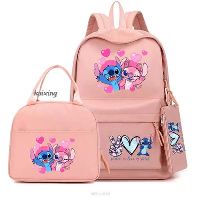 3Pcs/Set Lilo And Stitch Backpacks Lunch Bag Pencil Bag Teen Women Men School Students Backpack Cartoon School Bag Mochila
