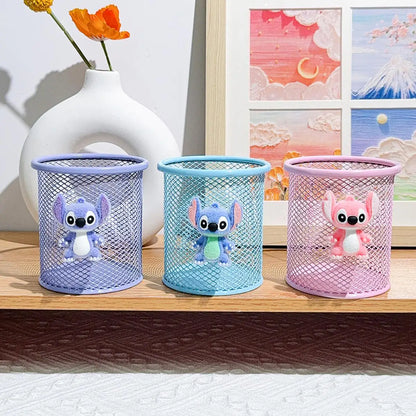 Stitch Metal Pencil Holder Cute Alien Character Desk Organizer For School Office Makeup Brush Storage Creative Gift