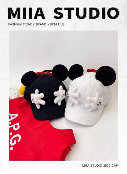Cute Baseball Cap Cartoon Design Parody Mickey Cute Creative Big Ear Design Duck Tongue Hat Fashionable and Versatile