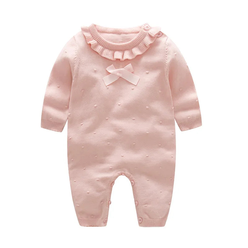 Spring New Toddler Baby Girl Knitting Romper+Hat Floral Embroidery Romper Long Sleeve Autumn Infant Baby Girls Knitting Jumpsuit