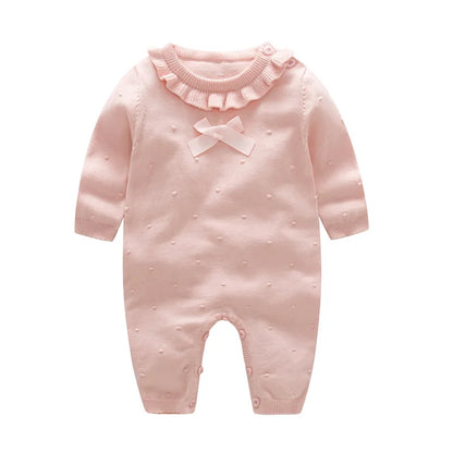 Spring New Toddler Baby Girl Knitting Romper+Hat Floral Embroidery Romper Long Sleeve Autumn Infant Baby Girls Knitting Jumpsuit