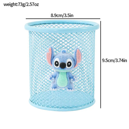Stitch Metal Pencil Holder Cute Alien Character Desk Organizer For School Office Makeup Brush Storage Creative Gift