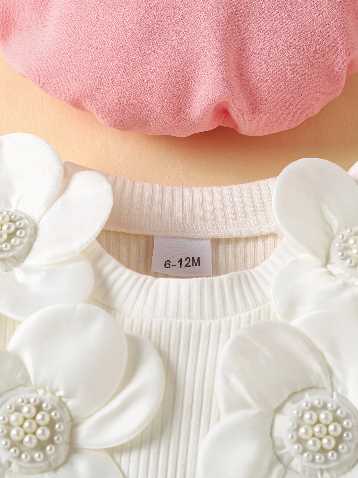 Infant Kids Baby Girls Autumn Skirt Outfits Long Sleeve 3D Flower Decor Ribbed Tops A-line Skirt Beret Set 6M-4T