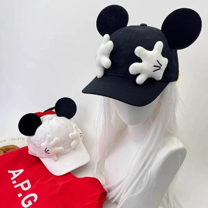 Cute Baseball Cap Cartoon Design Parody Mickey Cute Creative Big Ear Design Duck Tongue Hat Fashionable and Versatile