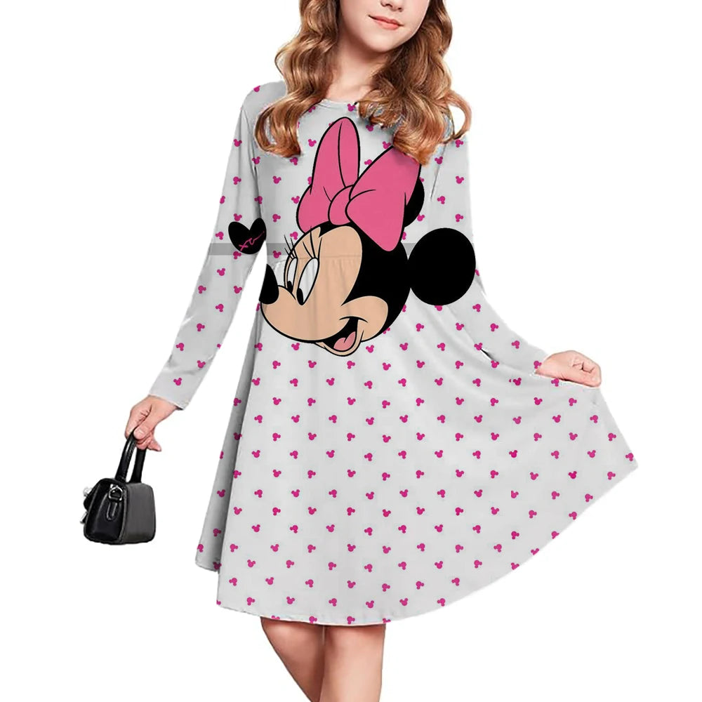 New Children's Clothing Disney Mickey Mouse Cute Girl Short Sleeve Dress 3-14 Year Old Children's Performance Clothing