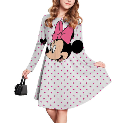 New Children's Clothing Disney Mickey Mouse Cute Girl Short Sleeve Dress 3-14 Year Old Children's Performance Clothing