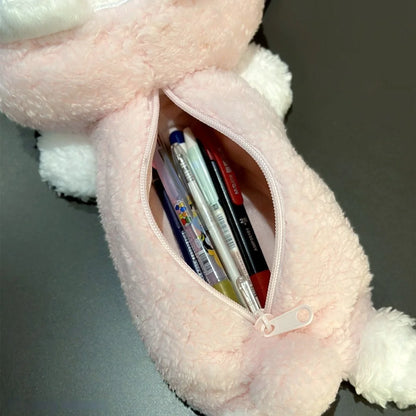 Sanrio Kawaii Anime Pink Pencil Case My Melody Sweet Piano Girly Plush Bag Large Capacity Stationery Storage Bag Gifts Girl