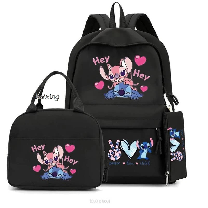 3Pcs/Set Lilo And Stitch Backpacks Lunch Bag Pencil Bag Teen Women Men School Students Backpack Cartoon School Bag Mochila