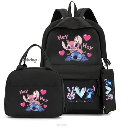 3Pcs/Set Lilo And Stitch Backpacks Lunch Bag Pencil Bag Teen Women Men School Students Backpack Cartoon School Bag Mochila