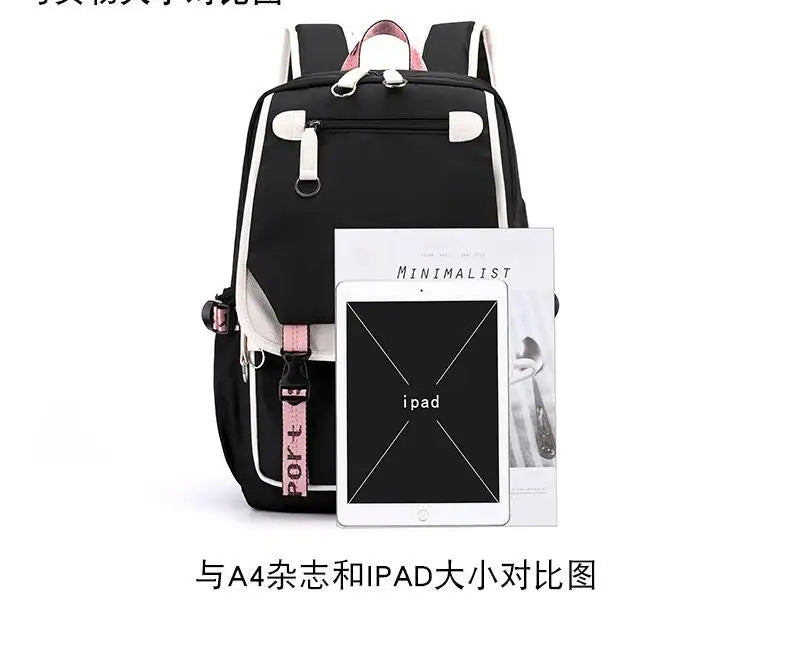 Cute Lilo & Stitch Mochila Feminina Backpack Usb Charging School Bags Teenage Girls Boys Laptop Back Pack Women Travel Bagpacks