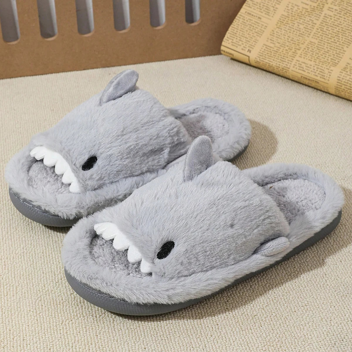 Men's Home Cotton Slippers Are Soft, Comfortable and Warm Indoor Fun Cartoon One Word Cotton Slippers