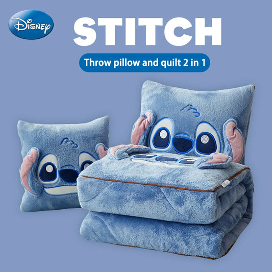 Stitch Blanket Winter Embroidered Pillow Blanket 2-In-1 Sofa Office Nap Blanket Living Room Child Bedroom Blanket Gifts