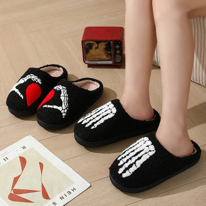 Autumn Winter Halloween Slippers Women Indoor Home Non Slip Warm Cotton Slippers Woman Lightweight Soft Plush Slides Plus Size