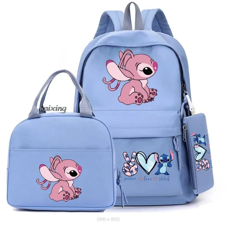3Pcs/Set Lilo And Stitch Backpacks Lunch Bag Pencil Bag Teen Women Men School Students Backpack Cartoon School Bag Mochila