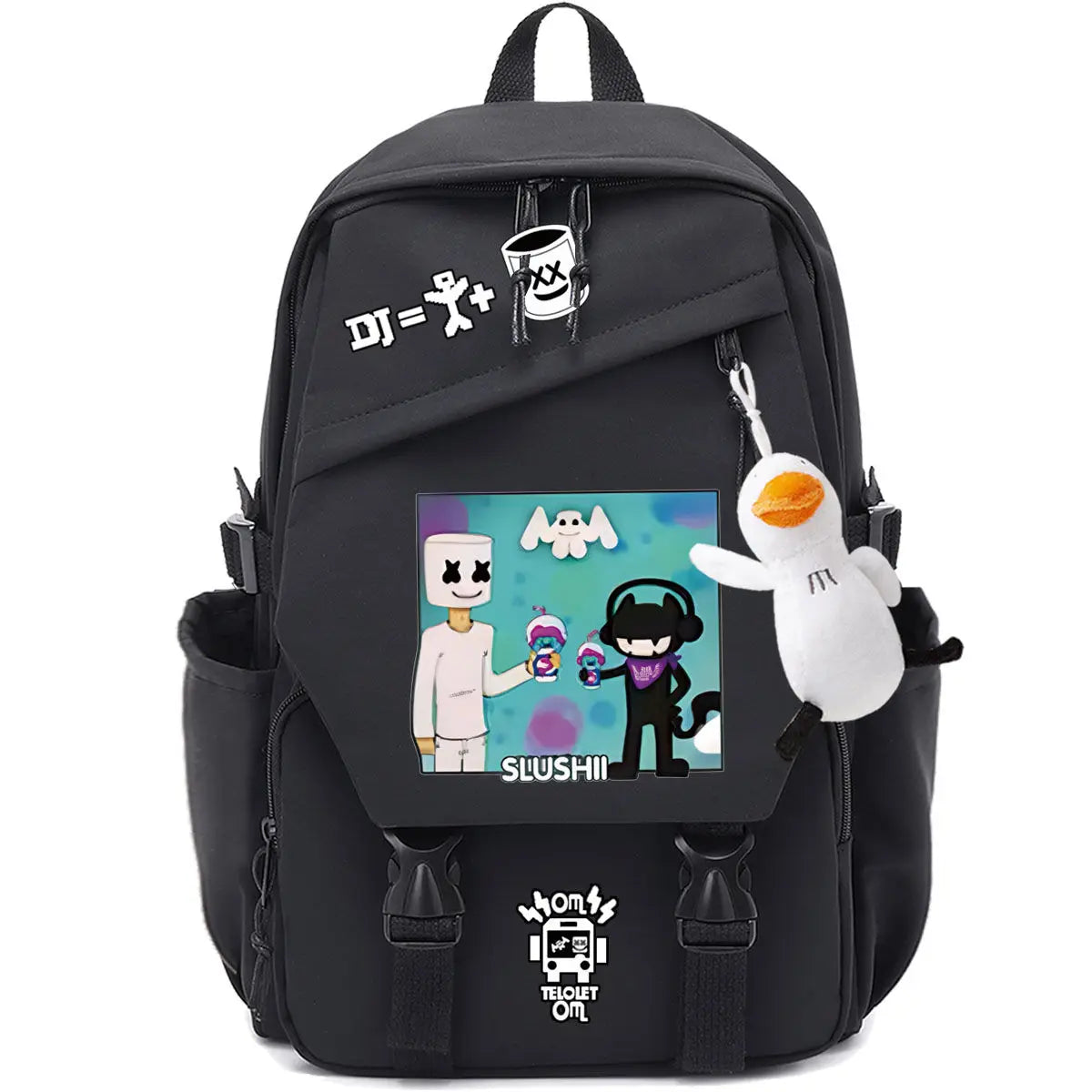 Unisex Marshmallow School Bag Portable Backpack for Business Trips Student Travel Gear   Send the pendant