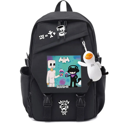 Unisex Marshmallow School Bag Portable Backpack for Business Trips Student Travel Gear   Send the pendant