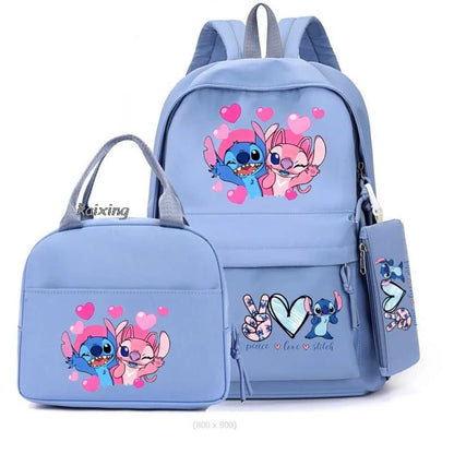 3Pcs/Set Lilo And Stitch Backpacks Lunch Bag Pencil Bag Teen Women Men School Students Backpack Cartoon School Bag Mochila