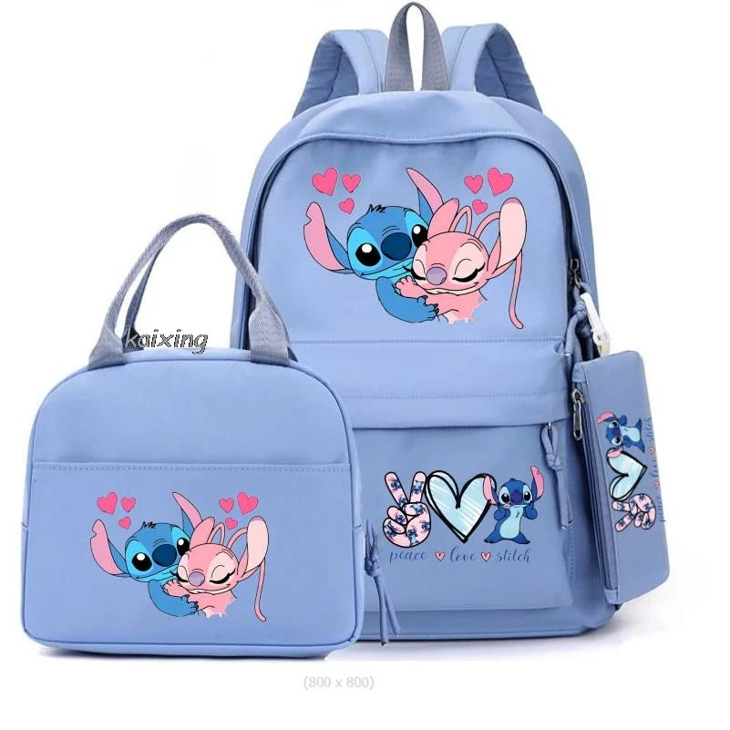 3Pcs/Set Lilo And Stitch Backpacks Lunch Bag Pencil Bag Teen Women Men School Students Backpack Cartoon School Bag Mochila