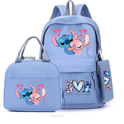 3Pcs/Set Lilo And Stitch Backpacks Lunch Bag Pencil Bag Teen Women Men School Students Backpack Cartoon School Bag Mochila