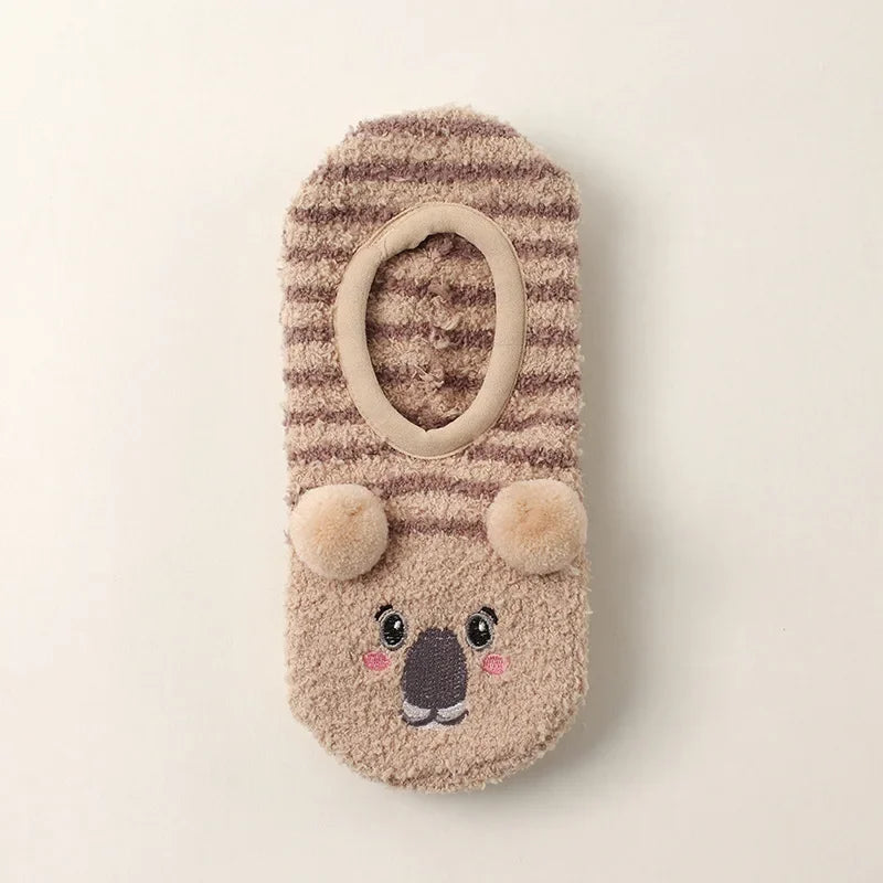 Fall/Winter Floor Socks Warm Non-slip Stockings Indoor Yoga Socks Low Calf Slipper Women Cute Hedgehog Home Hosiery Xmas Gifts
