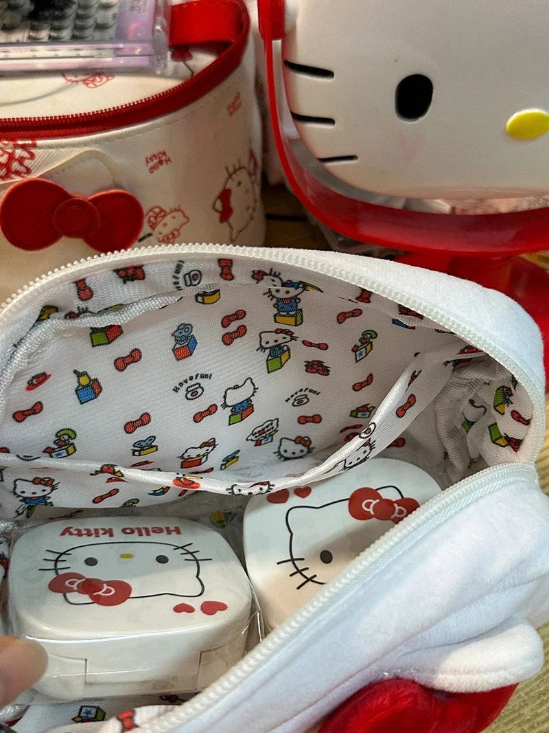 New Hello Kitty Plush Bag Anime Sanrio KT Cosmetic Storage Bags Cartoon Kawaii Pachacco Pencil Case Girl Birthday Gifts