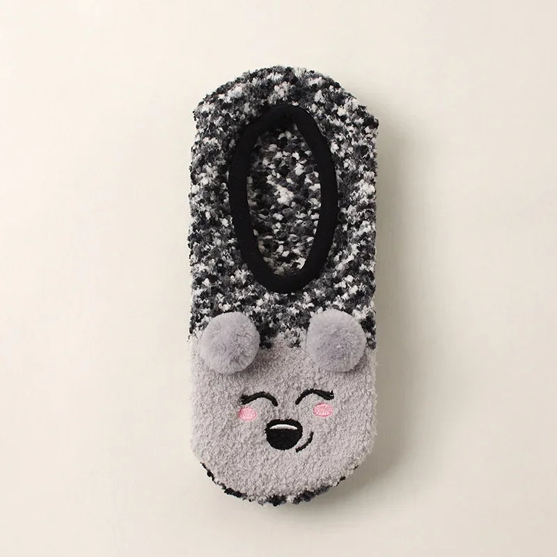 Fall/Winter Floor Socks Warm Non-slip Stockings Indoor Yoga Socks Low Calf Slipper Women Cute Hedgehog Home Hosiery Xmas Gifts