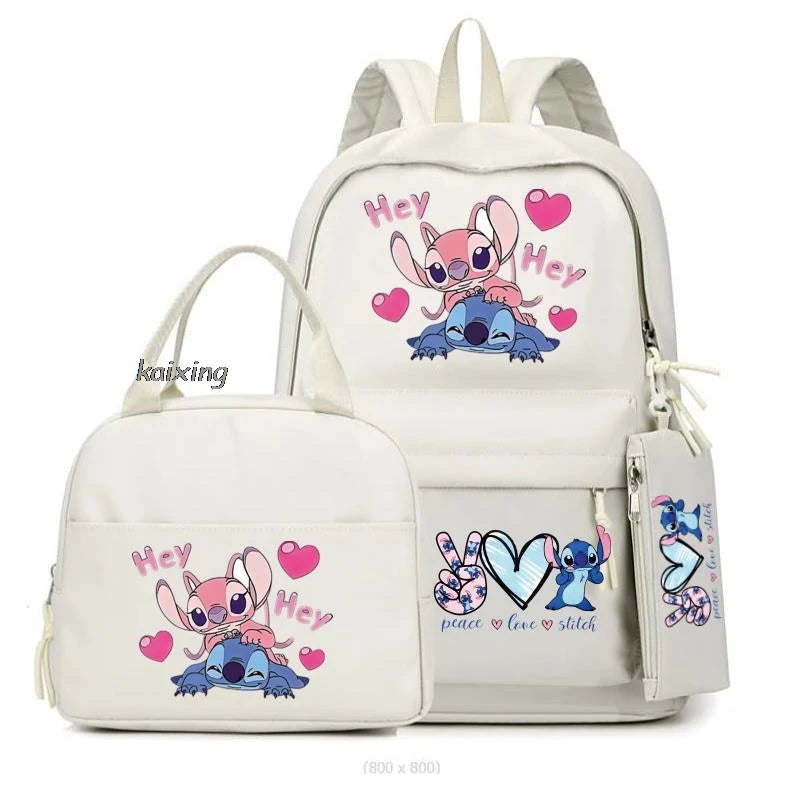 3Pcs/Set Lilo And Stitch Backpacks Lunch Bag Pencil Bag Teen Women Men School Students Backpack Cartoon School Bag Mochila