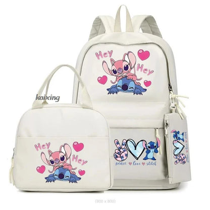 3Pcs/Set Lilo And Stitch Backpacks Lunch Bag Pencil Bag Teen Women Men School Students Backpack Cartoon School Bag Mochila