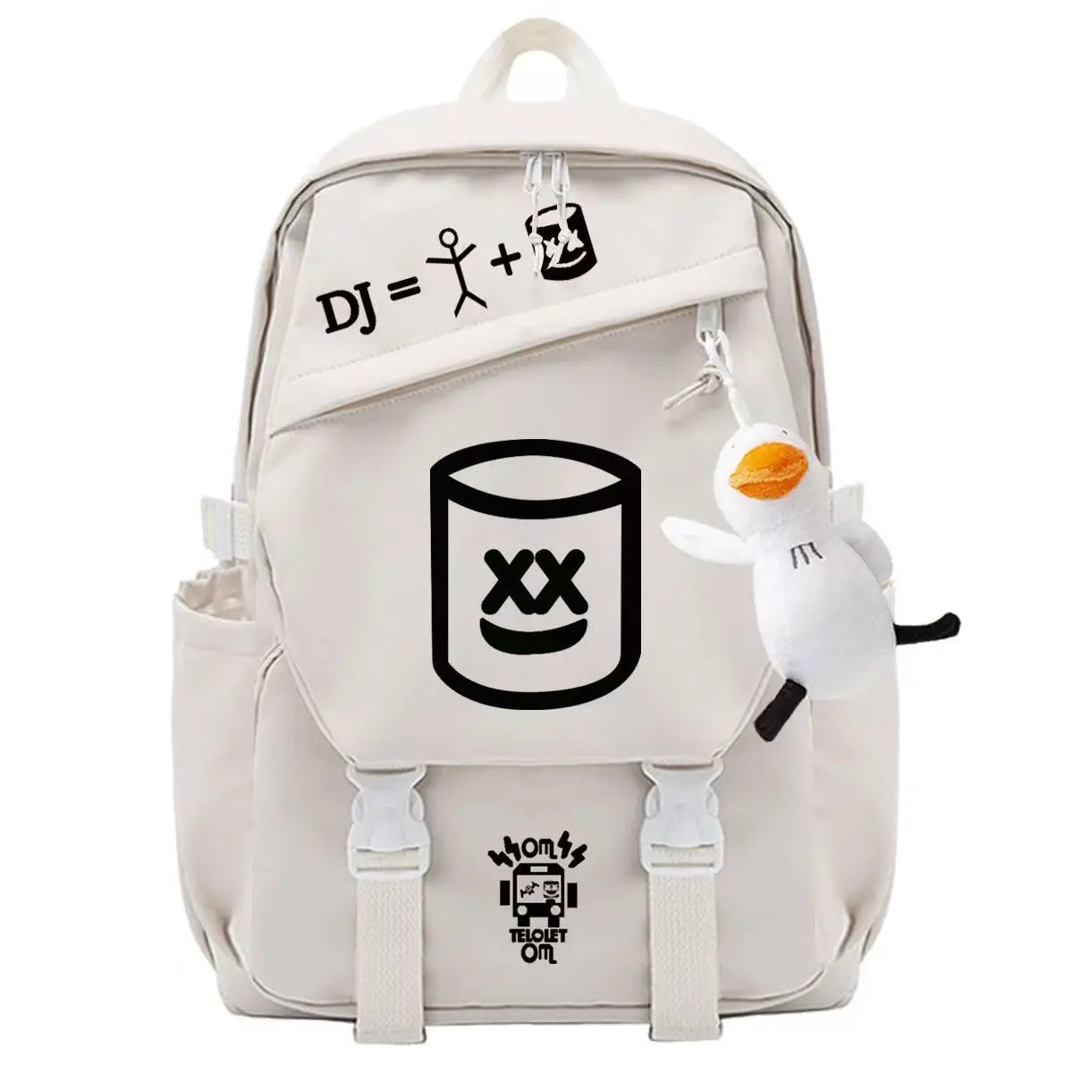 Unisex Marshmallow School Bag Portable Backpack for Business Trips Student Travel Gear   Send the pendant