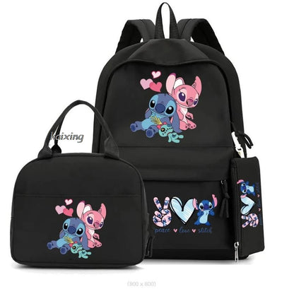 3Pcs/Set Lilo And Stitch Backpacks Lunch Bag Pencil Bag Teen Women Men School Students Backpack Cartoon School Bag Mochila