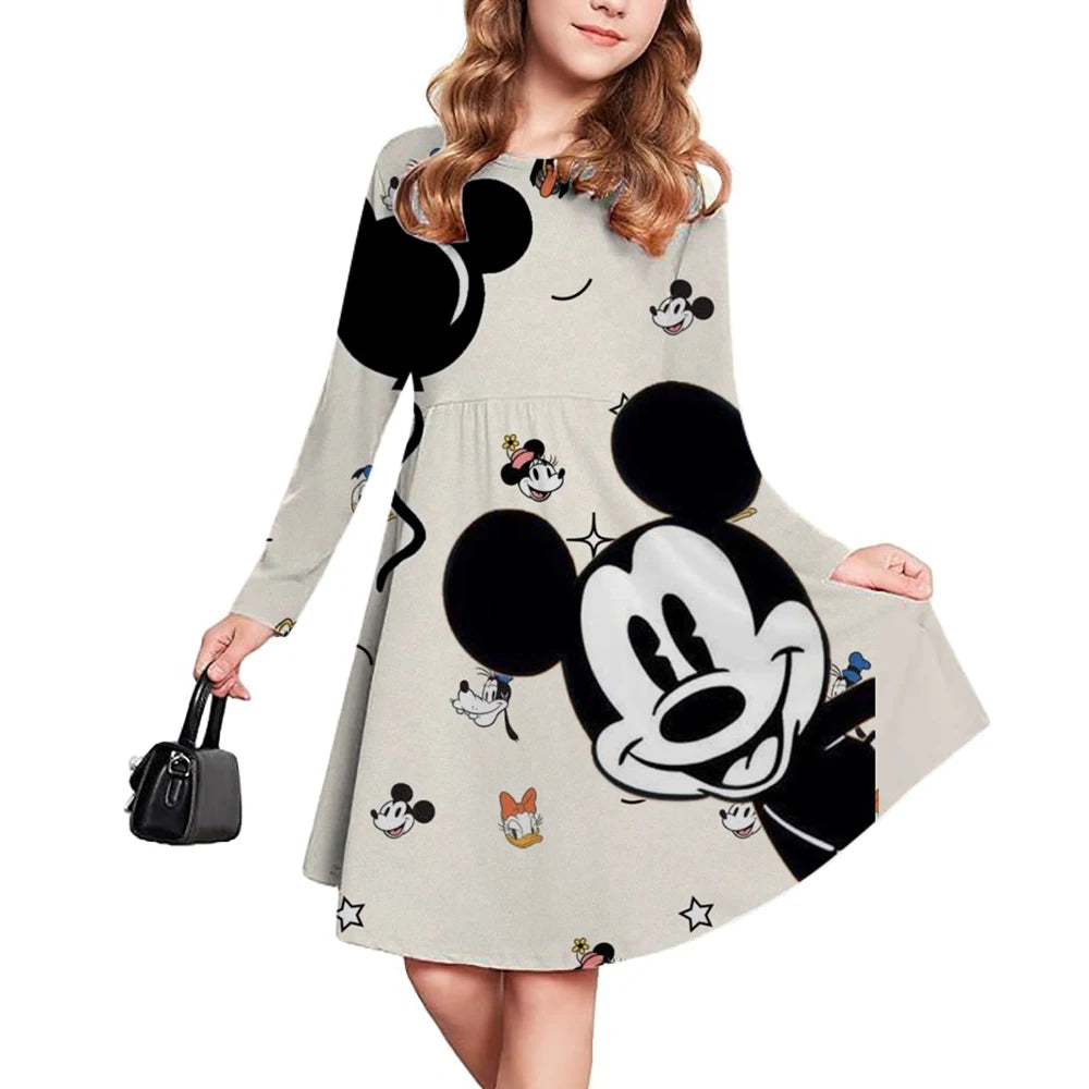 New Children's Clothing Disney Mickey Mouse Cute Girl Short Sleeve Dress 3-14 Year Old Children's Performance Clothing