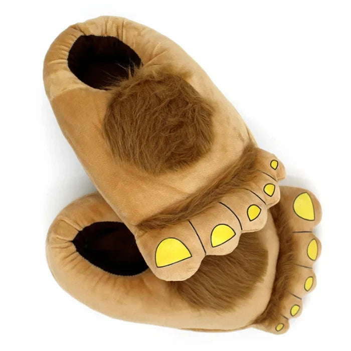 Newly Furry Warm Slippers Big Hairy Unisex Savage Hobbit Feet Plush Home Slippers Halloween Shoes