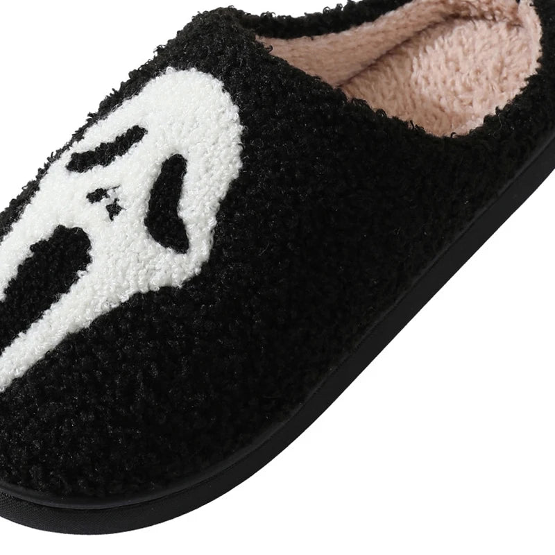 Autumn Winter Halloween Slippers Women Indoor Home Non Slip Warm Cotton Slippers Woman Lightweight Soft Plush Slides Plus Size
