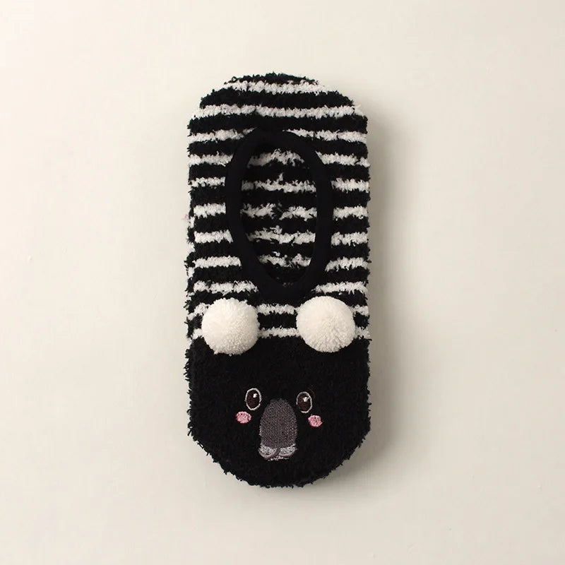 Fall/Winter Floor Socks Warm Non-slip Stockings Indoor Yoga Socks Low Calf Slipper Women Cute Hedgehog Home Hosiery Xmas Gifts