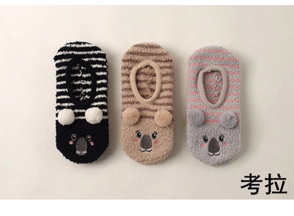 Fall/Winter Floor Socks Warm Non-slip Stockings Indoor Yoga Socks Low Calf Slipper Women Cute Hedgehog Home Hosiery Xmas Gifts