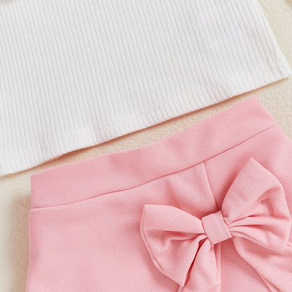 Infant Kids Baby Girls Autumn Skirt Outfits Long Sleeve 3D Flower Decor Ribbed Tops A-line Skirt Beret Set 6M-4T