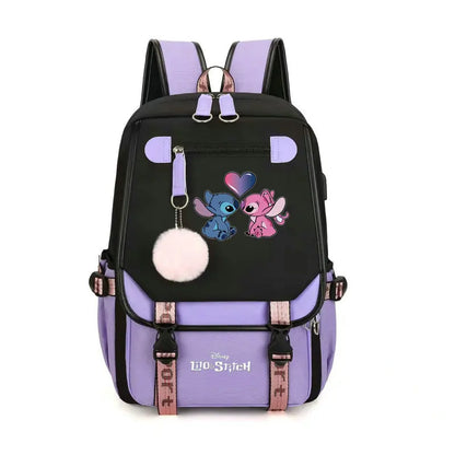 Cute Lilo & Stitch Mochila Feminina Backpack Usb Charging School Bags Teenage Girls Boys Laptop Back Pack Women Travel Bagpacks